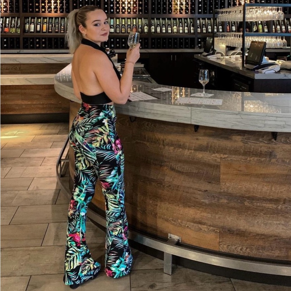 Flattering Soft Floral Flared Leggings
